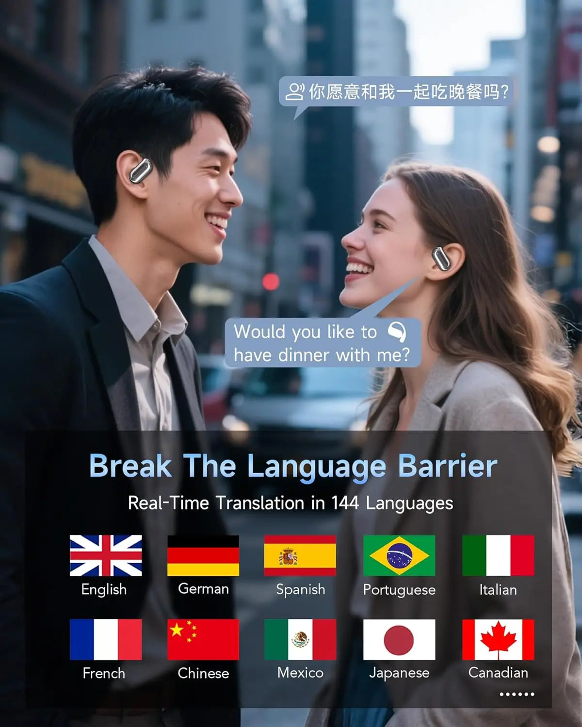 Écouteurs Sans Fil Bluetooth Multilingues avec Traduction AI 5