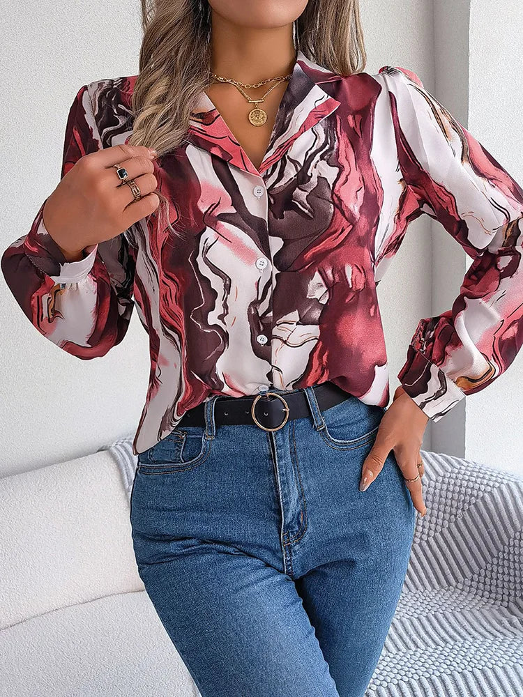Variant image for Chemise Femme Design Marbré Chic Polyester-33