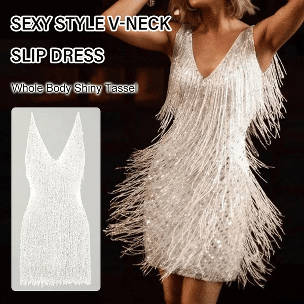 Robe Femme Rose Élégante Décolleté en V Tissu Pailleté-1