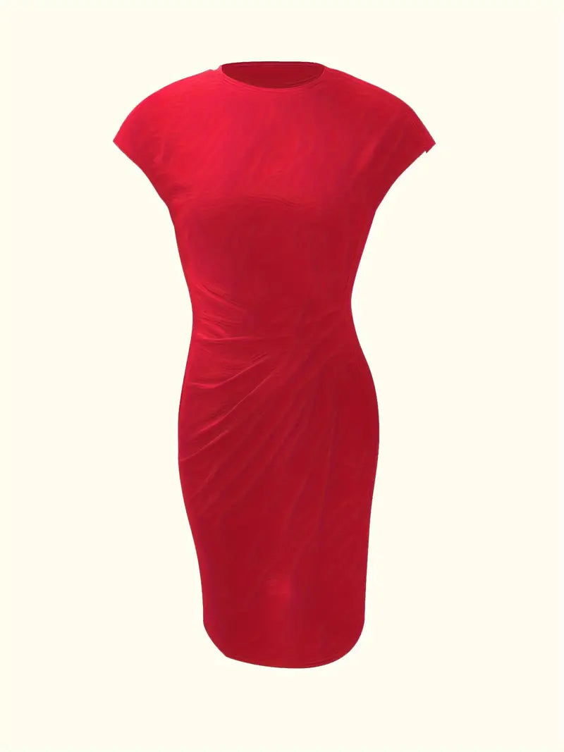 Robe Femme Midi Élégante En Tissu Léger à Encolure Ronde-6