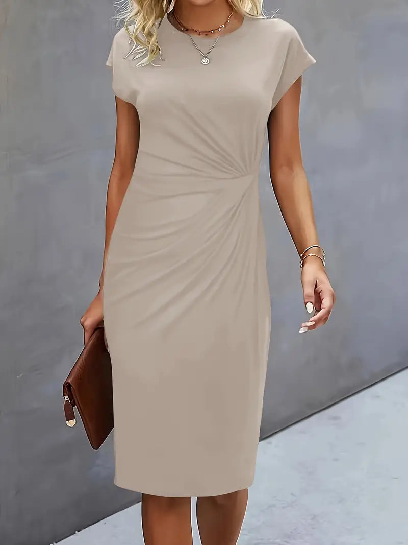 Variant image for Robe Femme Midi Élégante En Tissu Léger à Encolure Ronde-14