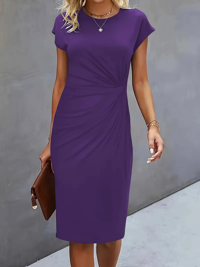 Variant image for Robe Femme Midi Élégante En Tissu Léger à Encolure Ronde-32