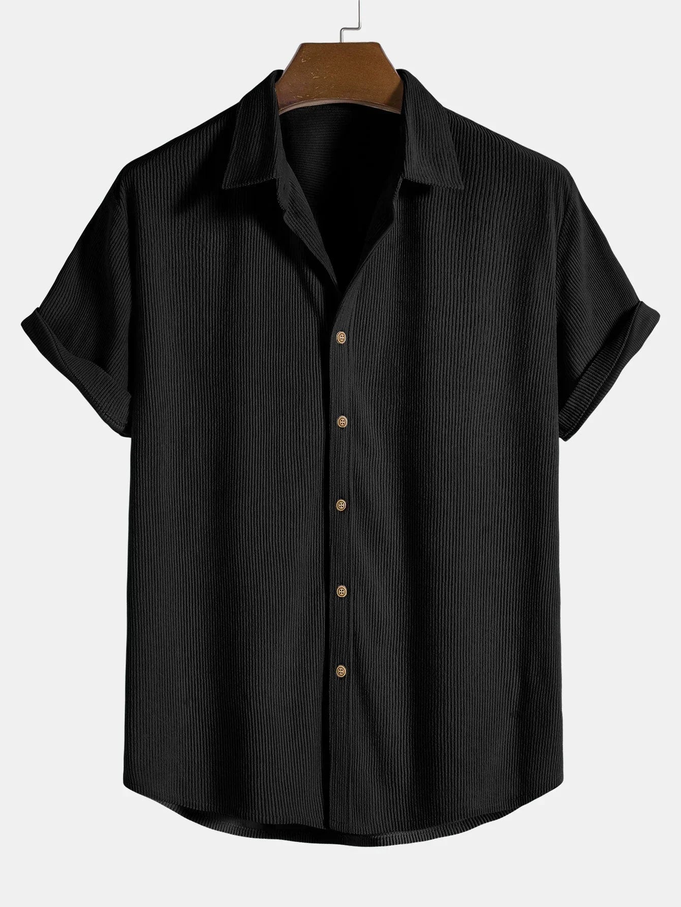 Variant image for Chemise d'Été Homme Coton Léger Manches Retroussables Beige Noir Turquoise-4