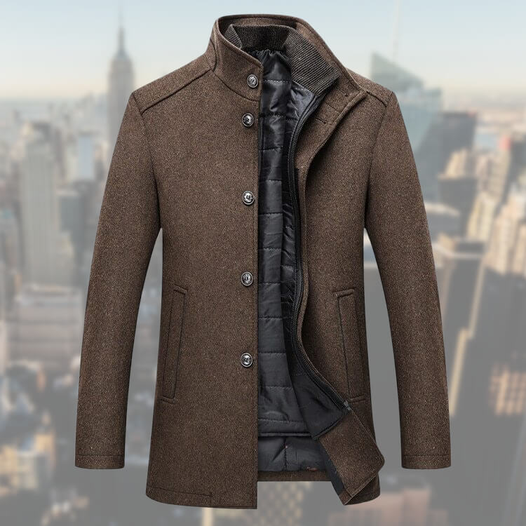 Manteau Hiver Homme Long Design Élégant Tissu Premium-1