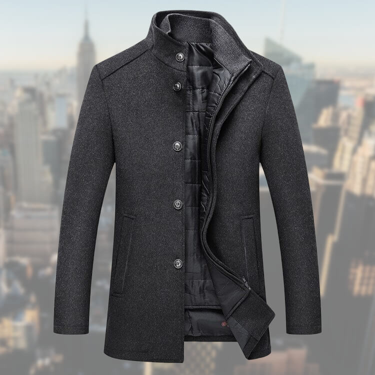 Variant image for Manteau Hiver Homme Long Design Élégant Tissu Premium-11