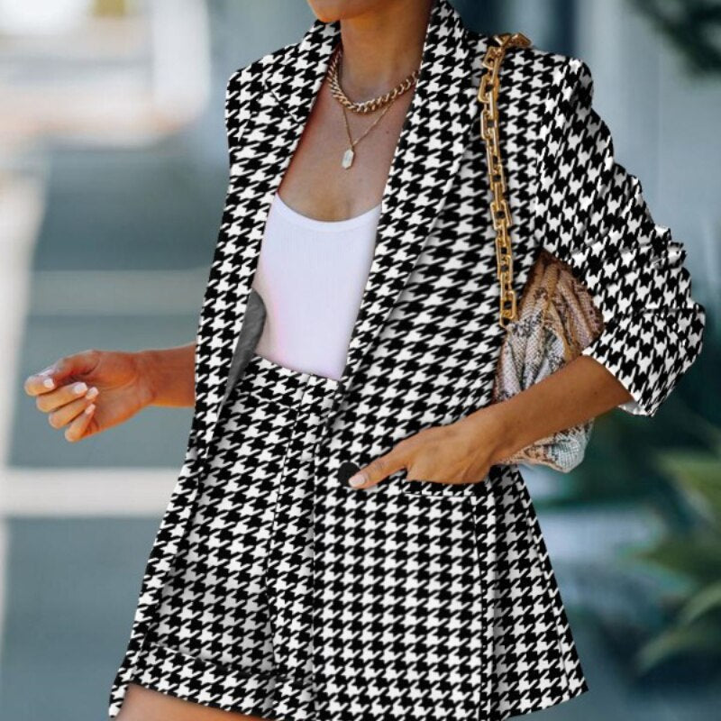 Ensemble Blazer et Short à Carreaux pour Femme 7