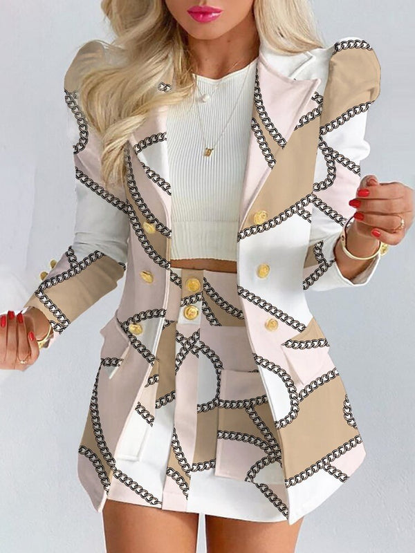 Ensemble Coordonné Blazer et Jupe pour Femme Chic 4