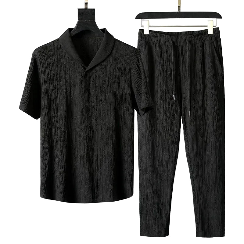Ensemble D'Été Homme Style Décontracté Chemise À Manches Courtes Et Pantalon 1