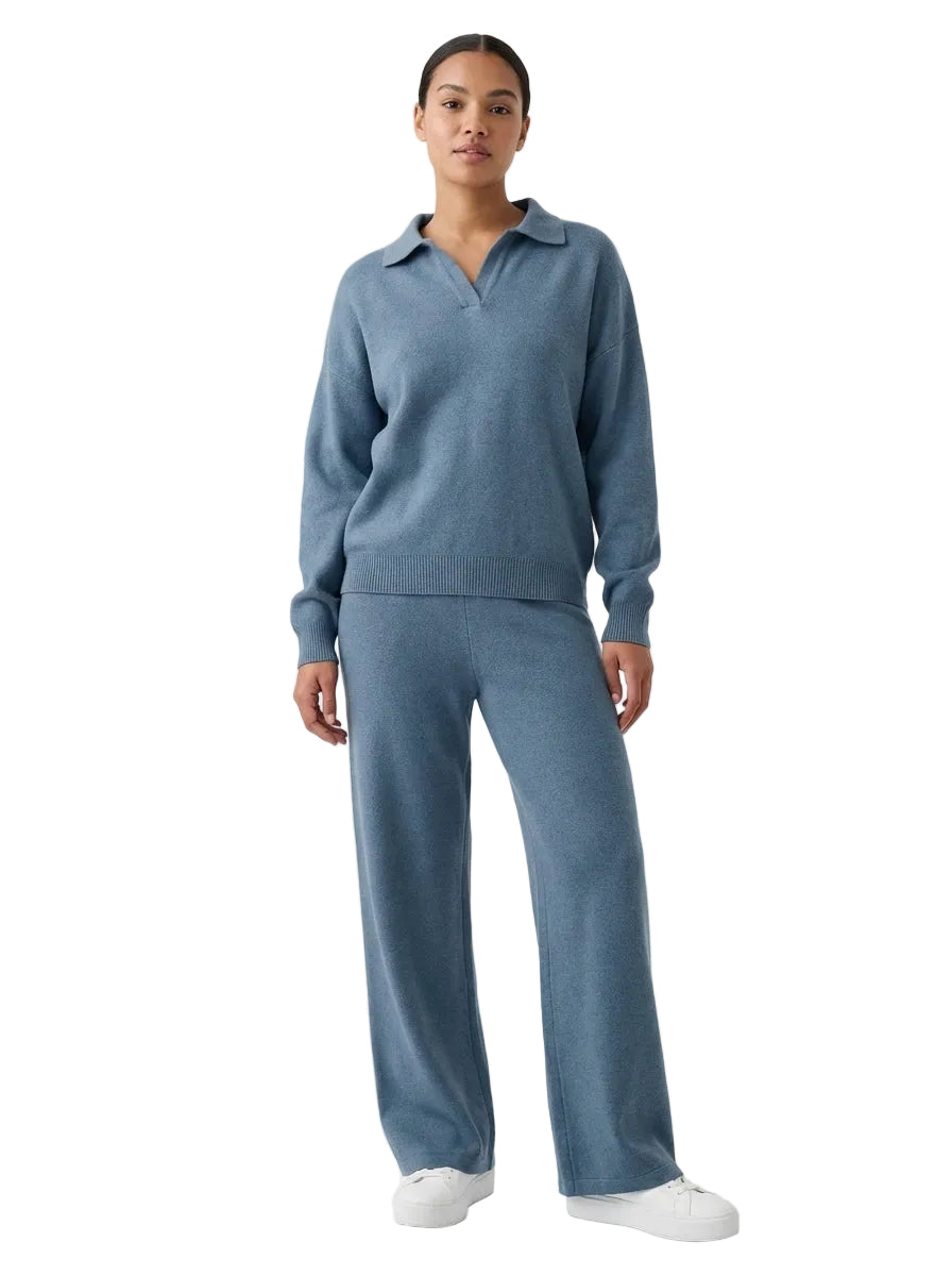 Ensemble Décontracté Femme Pull et Pantalon Col Polo 4