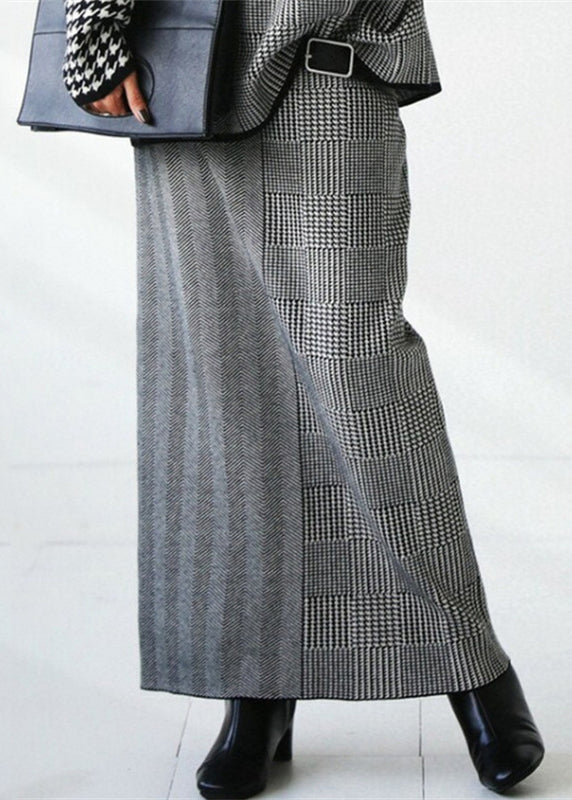 Ensemble Deux Pièces Femme Pull et Jupe à Carreaux 3