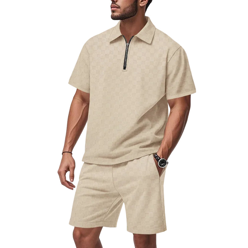 Ensemble Été Homme Polo et Short Moderne avec Motif Géométrique 0