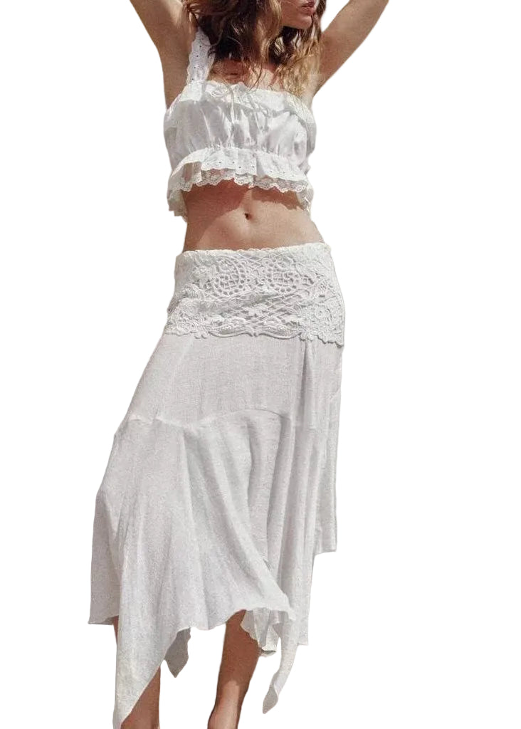 Ensemble Femme 2 Pièces Design Asymétrique Brodé 0
