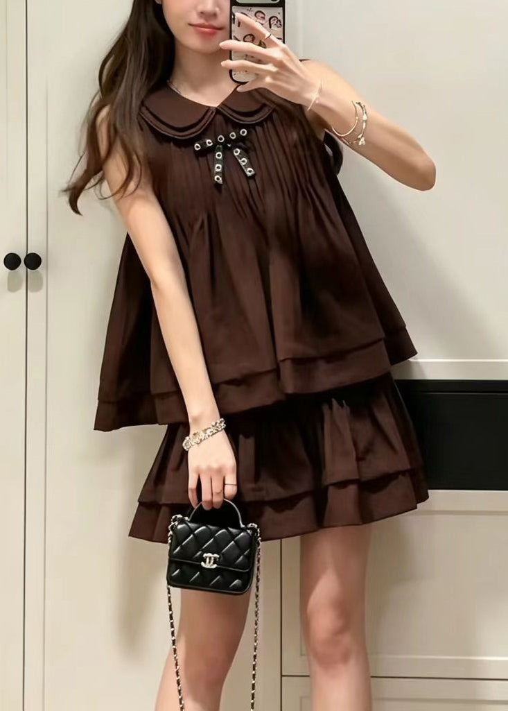Ensemble Femme 2 Pièces Sans Manches Col Claudine Froissé 1