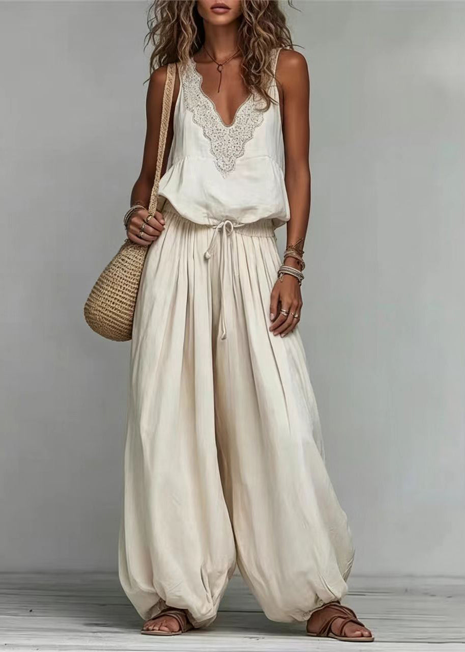 Ensemble Femme 2 Pièces Style Bohème Col en V Sans Manches 2