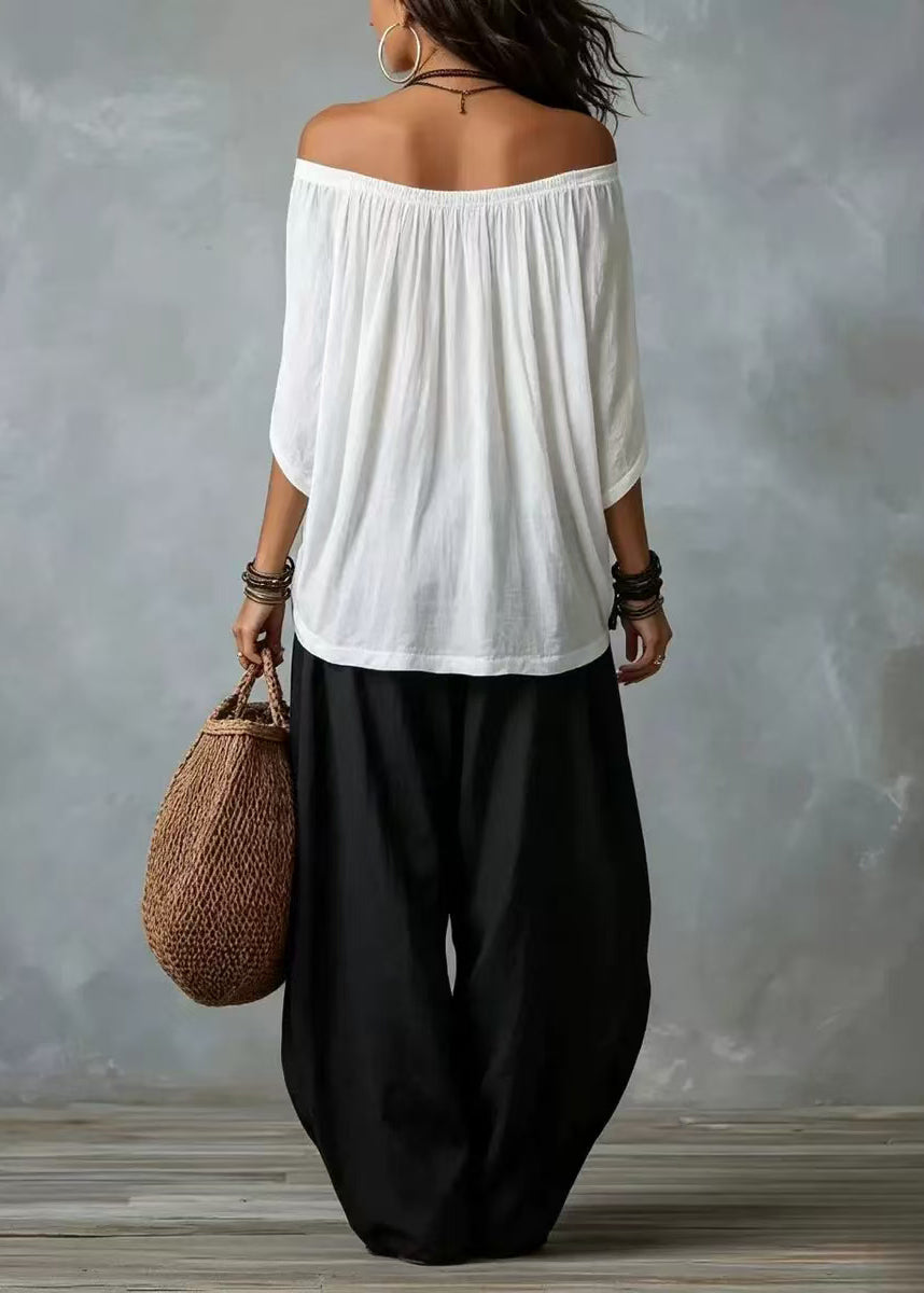 Ensemble Femme 2 pièces Col Oblique Manches Chauve-souris Ample 1