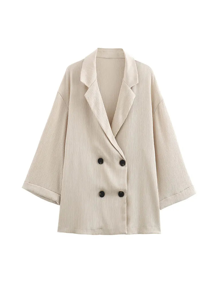 Ensemble Femme Blazer et Pantalon à Jambes Larges 2