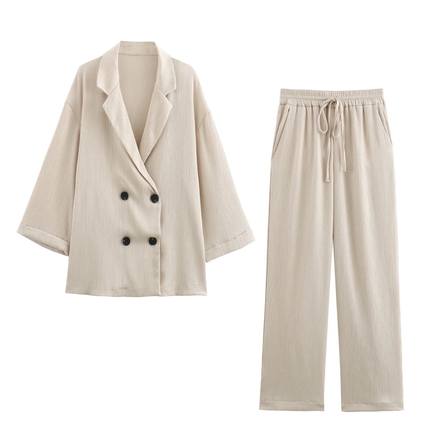 Ensemble Femme Blazer et Pantalon à Jambes Larges 7
