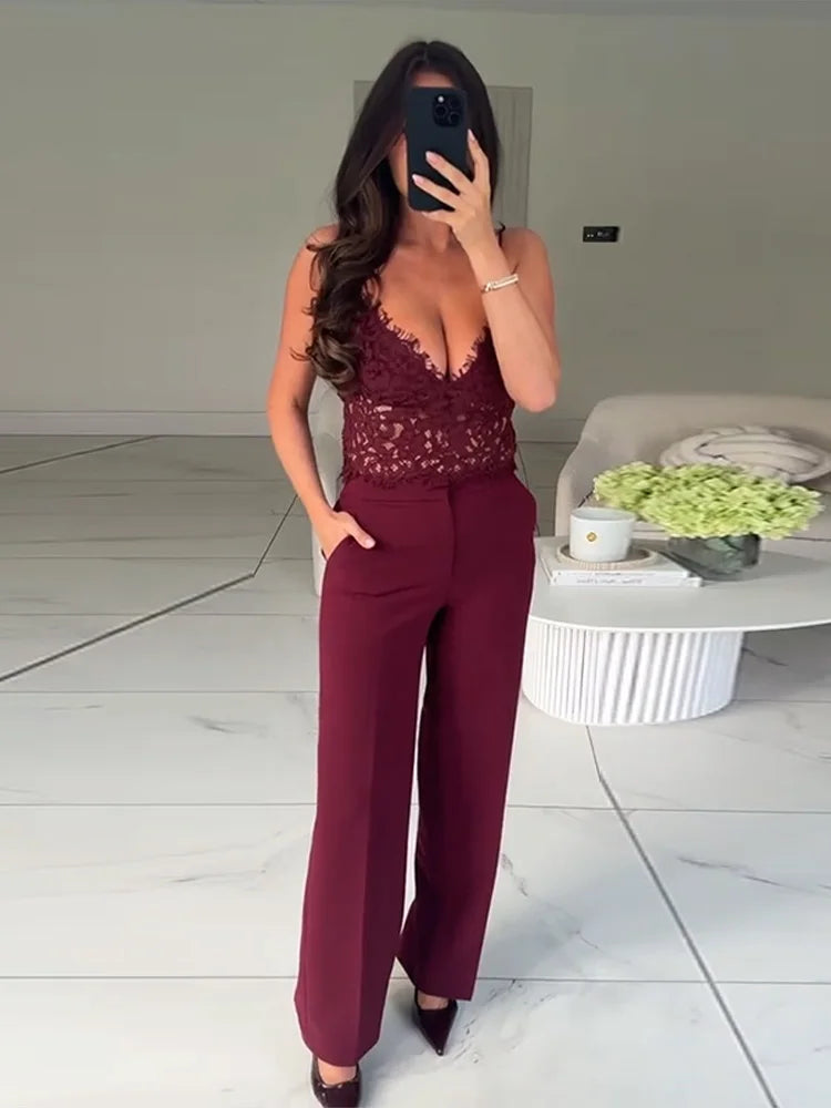 Ensemble Femme Blazer et Pantalon à Plumes 3