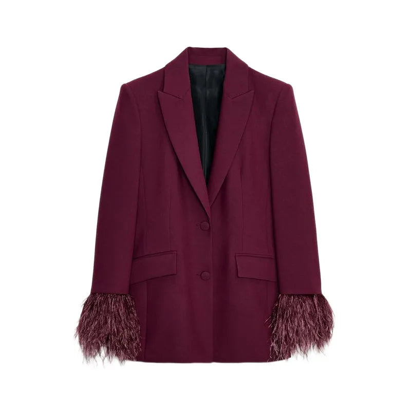 Ensemble Femme Blazer et Pantalon à Plumes 7