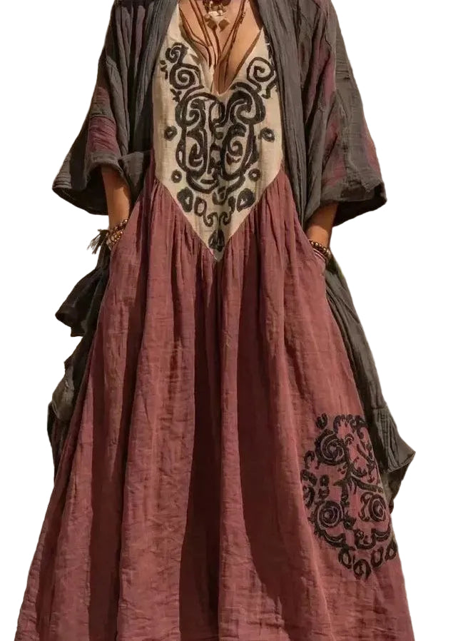 Ensemble Femme Cardigan Imprimé et Robe Longue 1