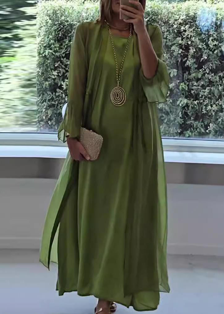 Ensemble Femme Cardigan Uni et Robe Maxi Automne 0