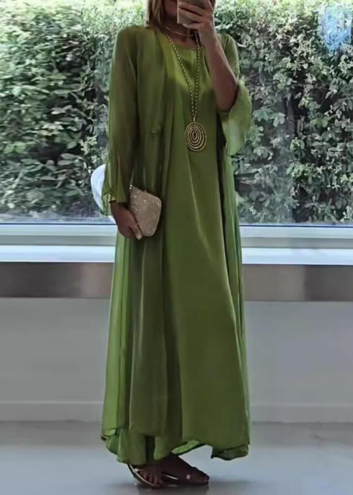 Ensemble Femme Cardigan Uni et Robe Maxi Automne 2