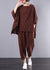 Ensemble Femme Carreaux Vintage en Lin Coton Décontracté 2