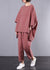 Ensemble Femme Carreaux Vintage en Lin Coton Décontracté 3