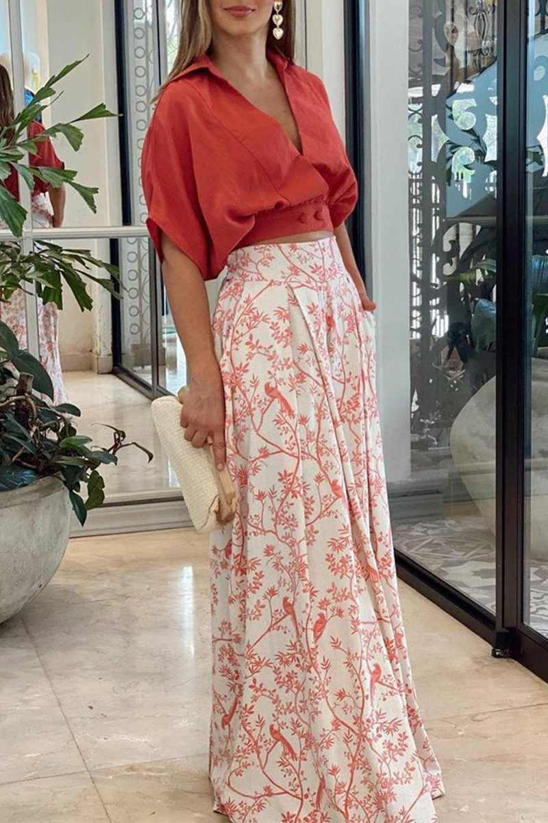 Ensemble Femme Chic avec Crop Top à Manches Bouffantes et Pantalon Palazzo 1