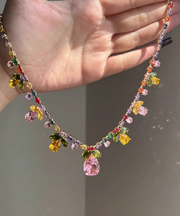 Ensemble Femme Collier et Boucles d'Oreilles Pendantes Style Floral 4