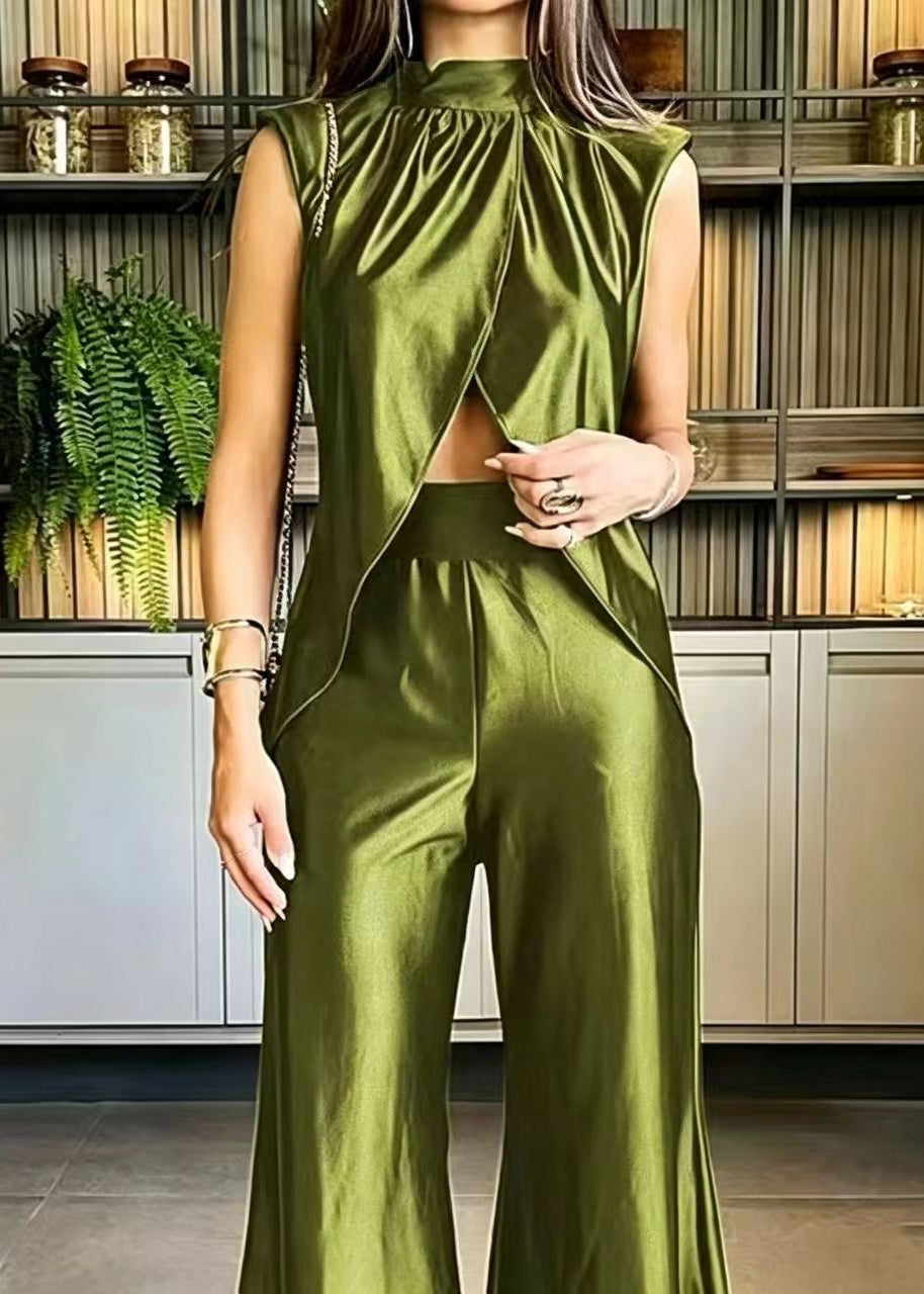Ensemble Femme Deux Pièces Asymétrique Col Montant Sans Manches 3