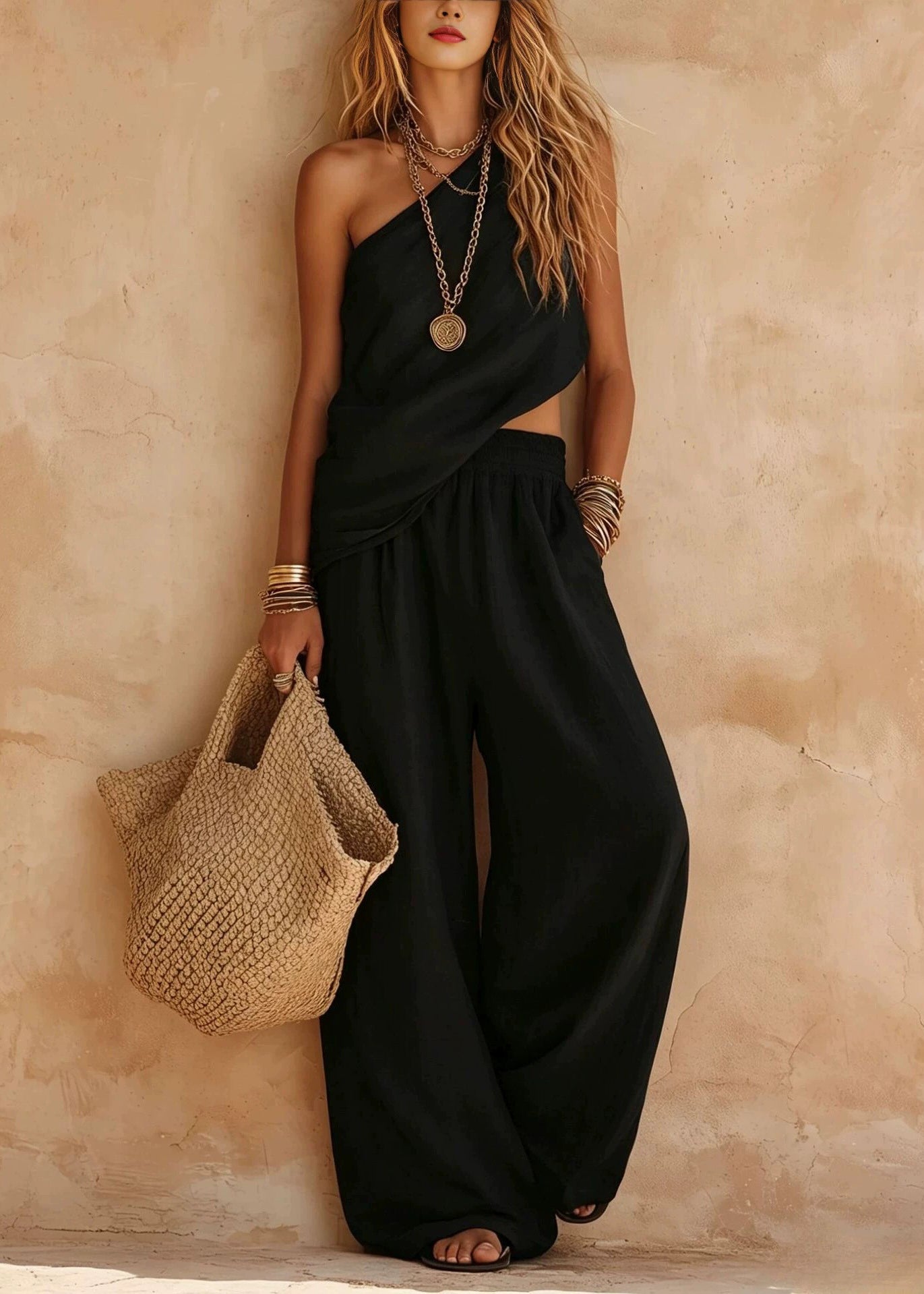 Ensemble Femme Deux Pièces Asymétrique Sans Manches 4