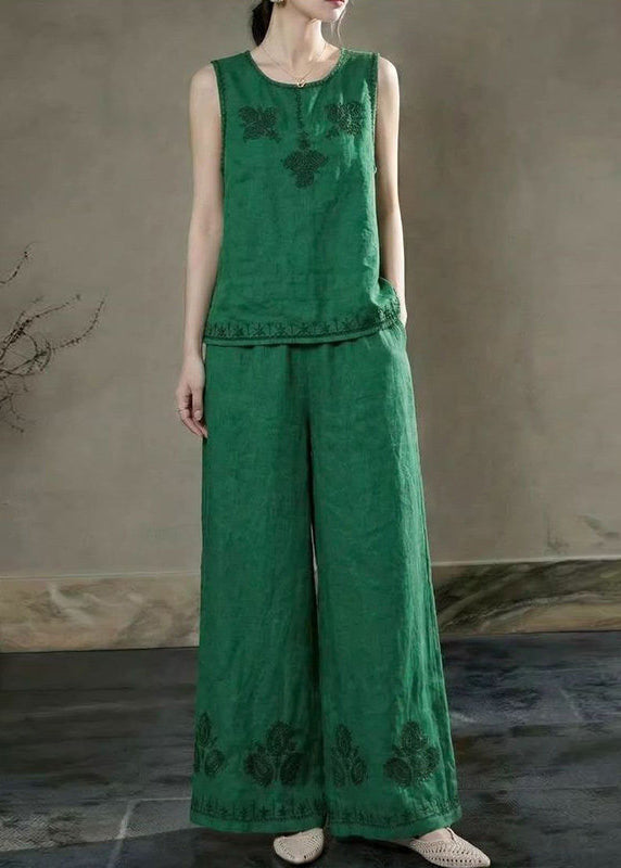 Ensemble Femme Deux Pièces Brodé Sans Manches 1