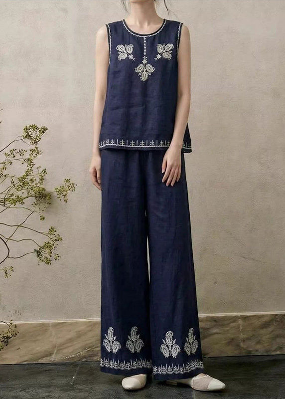 Ensemble Femme Deux Pièces Brodé Sans Manches 3