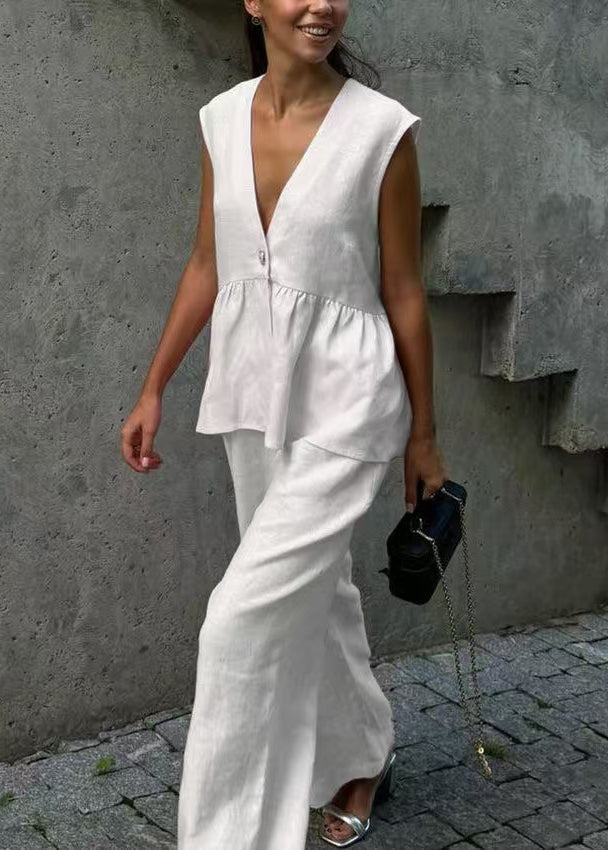 Ensemble Femme Deux Pièces Chic Col en V Ample 0