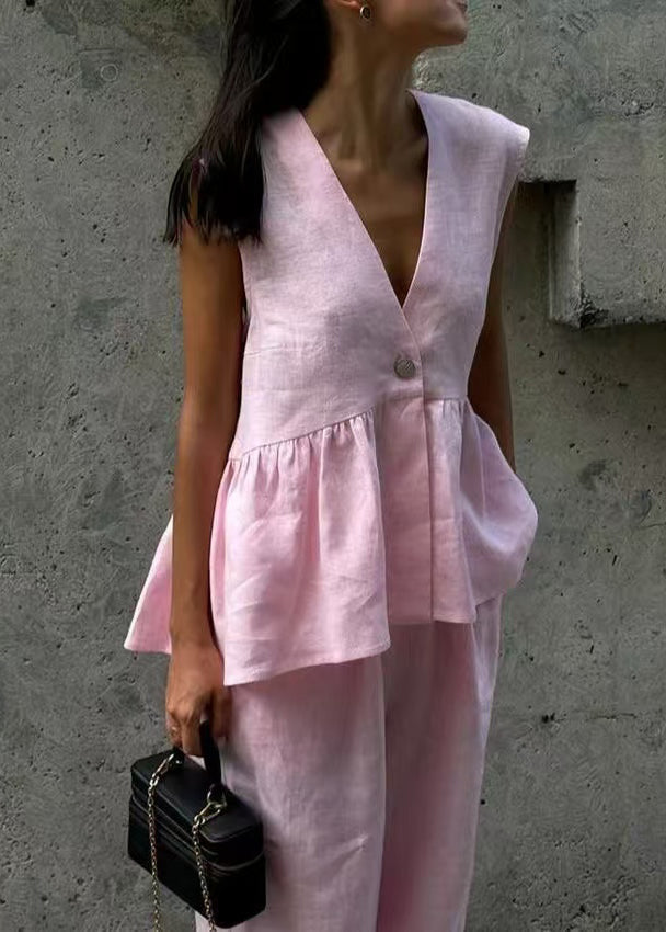 Ensemble Femme Deux Pièces Chic Col en V Ample 1
