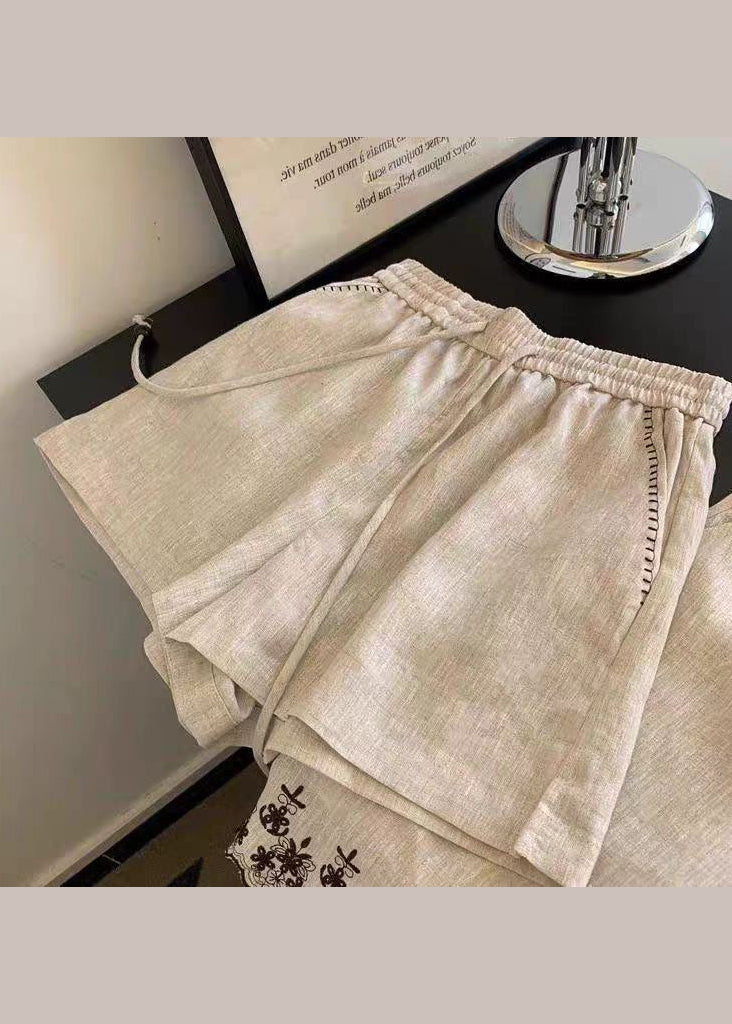 Ensemble Femme Deux Pièces Décontracté Brodé Col Rond Été 3