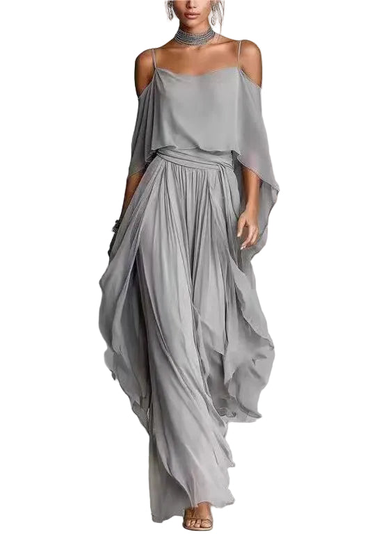 Ensemble Femme Deux Pièces Drapé Asymétrique 0