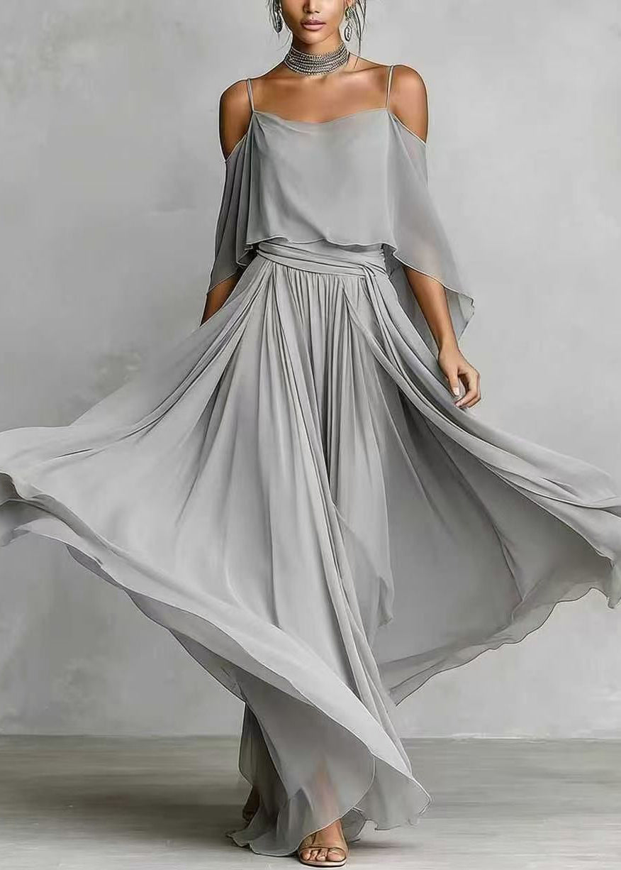 Ensemble Femme Deux Pièces Drapé Asymétrique 1