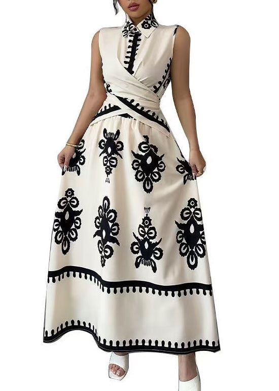 Ensemble Femme Deux Pièces Imprimé Asymétrique Sans Manches 4