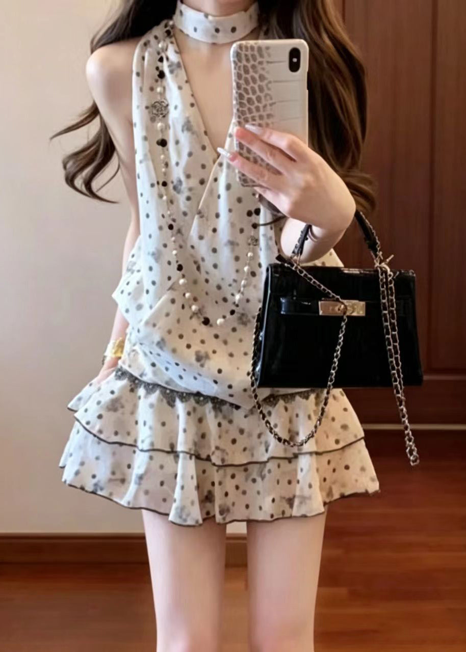 Ensemble Femme Deux Pièces Imprimé Pois Style Estival 1