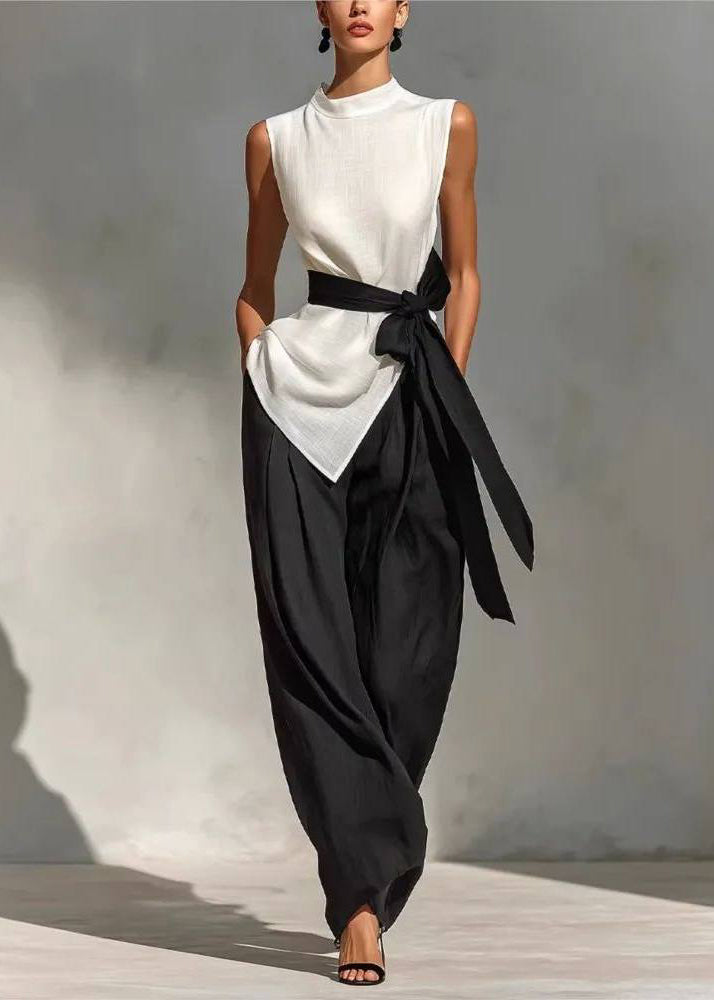 Ensemble Femme Deux Pièces Noué Taille Sans Manches 1