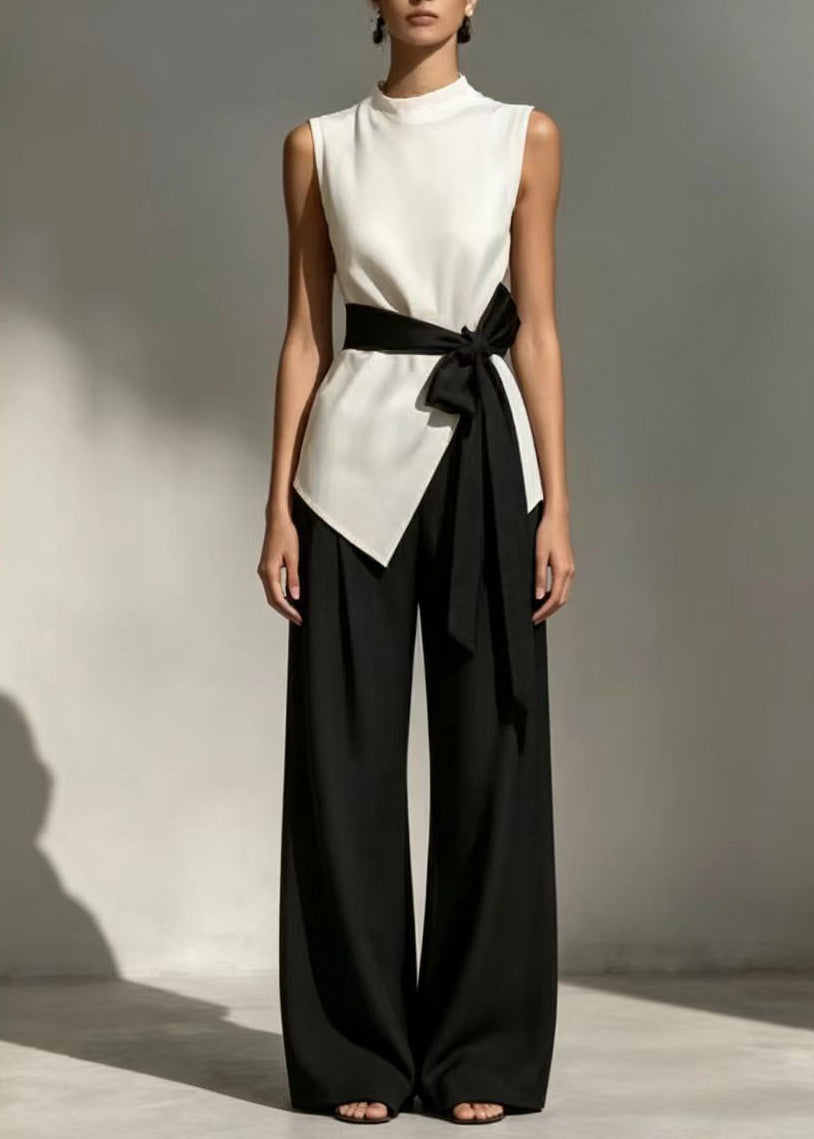 Ensemble Femme Deux Pièces Noué Taille Sans Manches 2