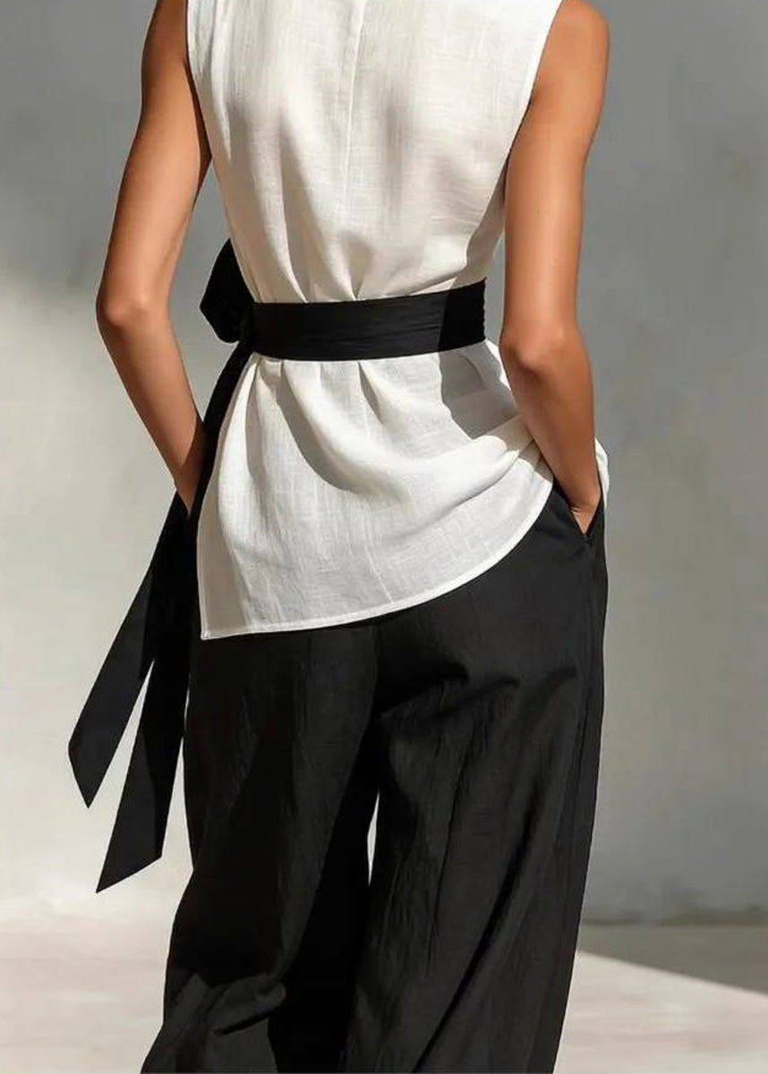 Ensemble Femme Deux Pièces Noué Taille Sans Manches 4