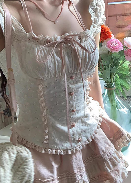 Ensemble Femme Deux Pièces Patchwork Volants Lacets Été 4