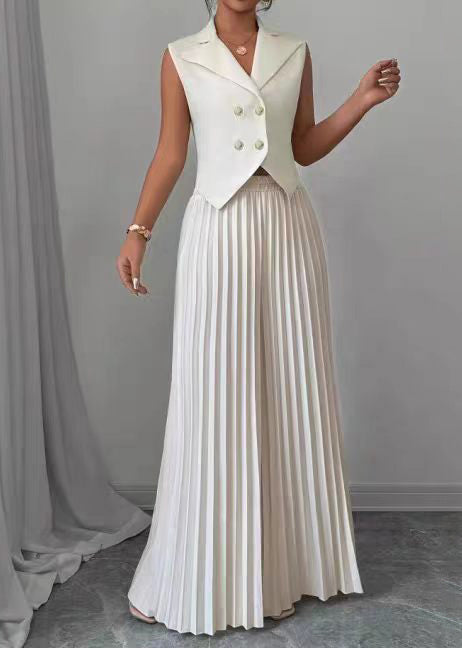 Ensemble Femme Deux Pièces Sans Manches Style Froissé 1