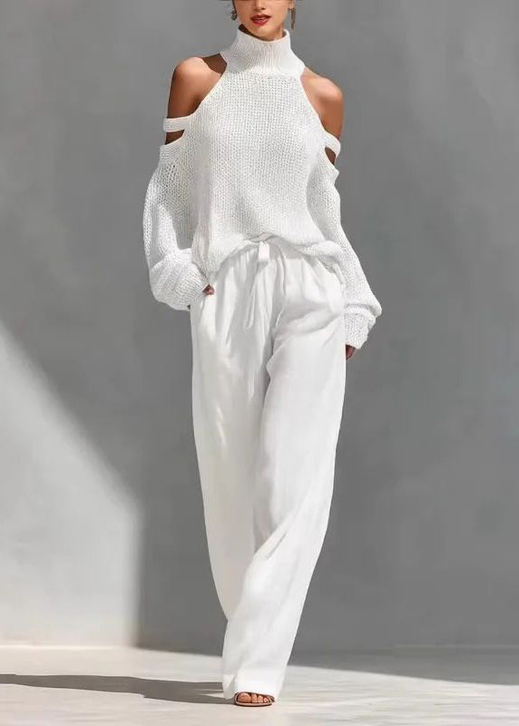 Ensemble Femme Deux Pièces Style Bohème Col Roulé et Pantalon Large 2