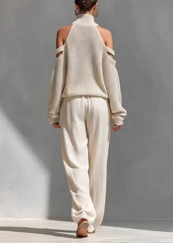 Ensemble Femme Deux Pièces Style Bohème Col Roulé et Pantalon Large 3