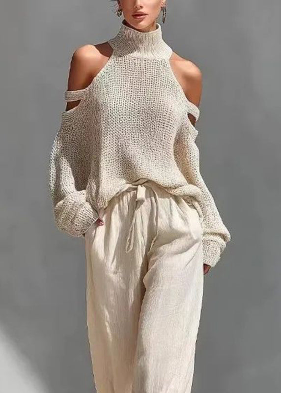 Ensemble Femme Deux Pièces Style Bohème Col Roulé et Pantalon Large 4