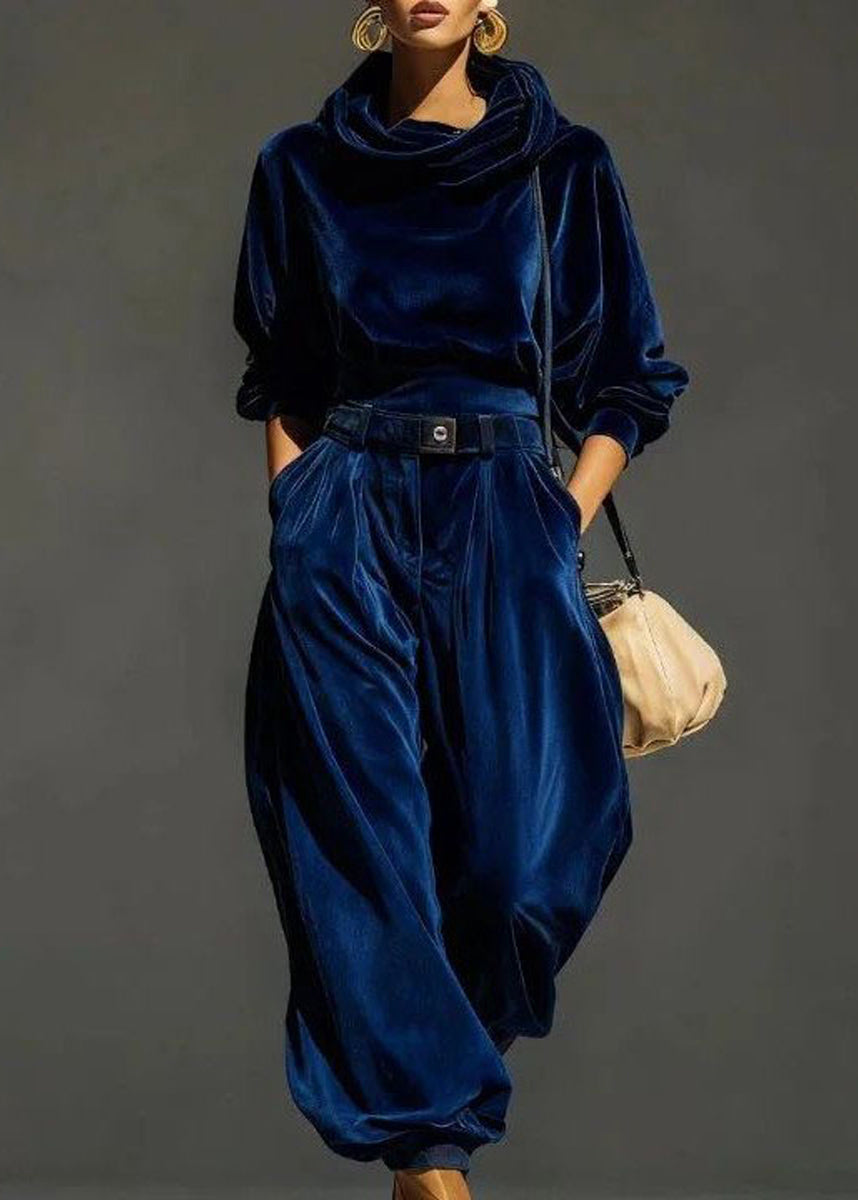 Ensemble Femme Deux Pièces Style Vintage avec Haut à Capuche et Sarouel 2